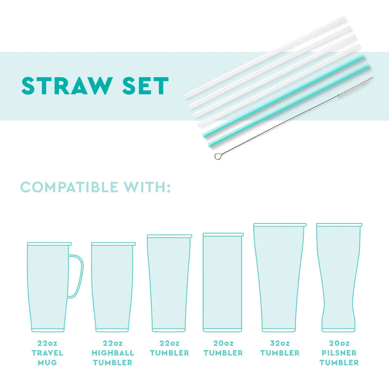 Sugar Trees + Aquamarine Reusable Straw Set