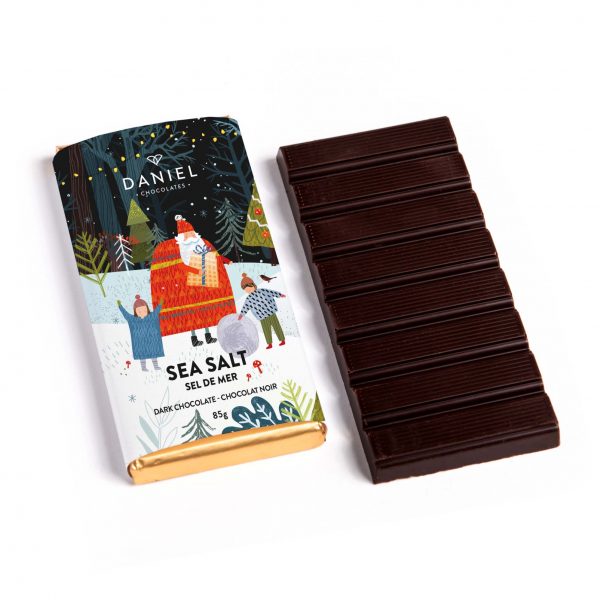 Christmas Sea Salt Dark Chocolate Bar, 85g